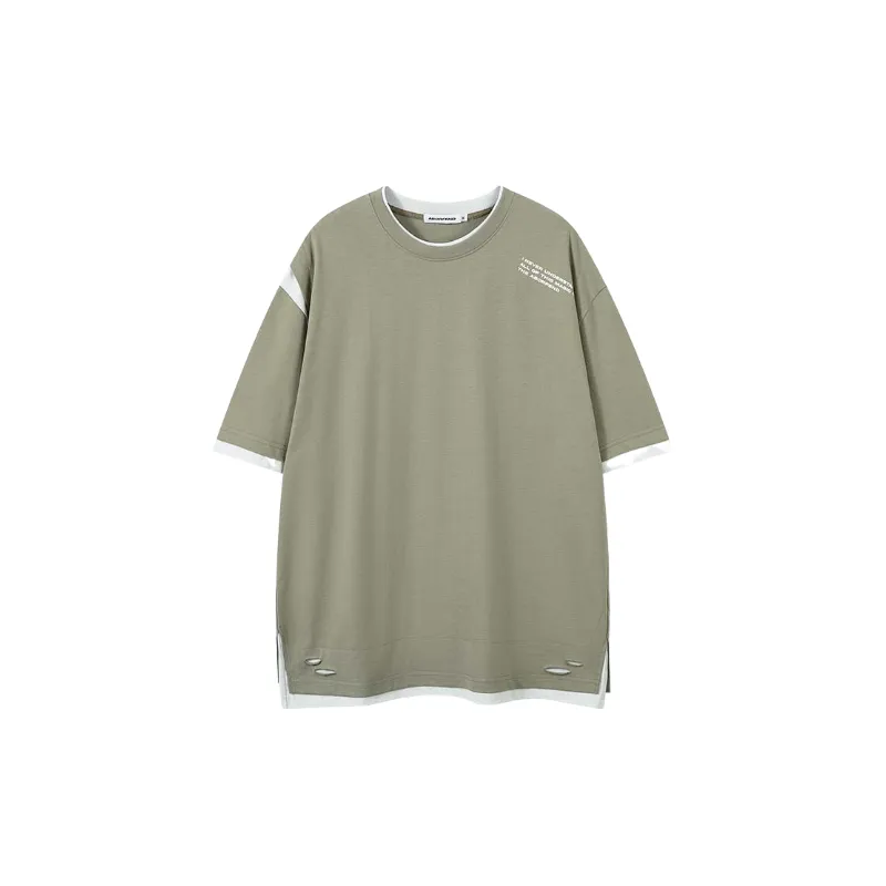 Retro Loose Cotton Blended Fabric T Shirt-0