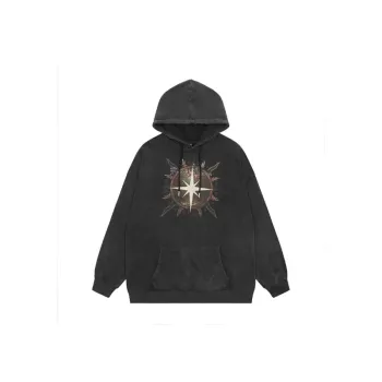 Retro Embroidered Letter Printed Hoodie