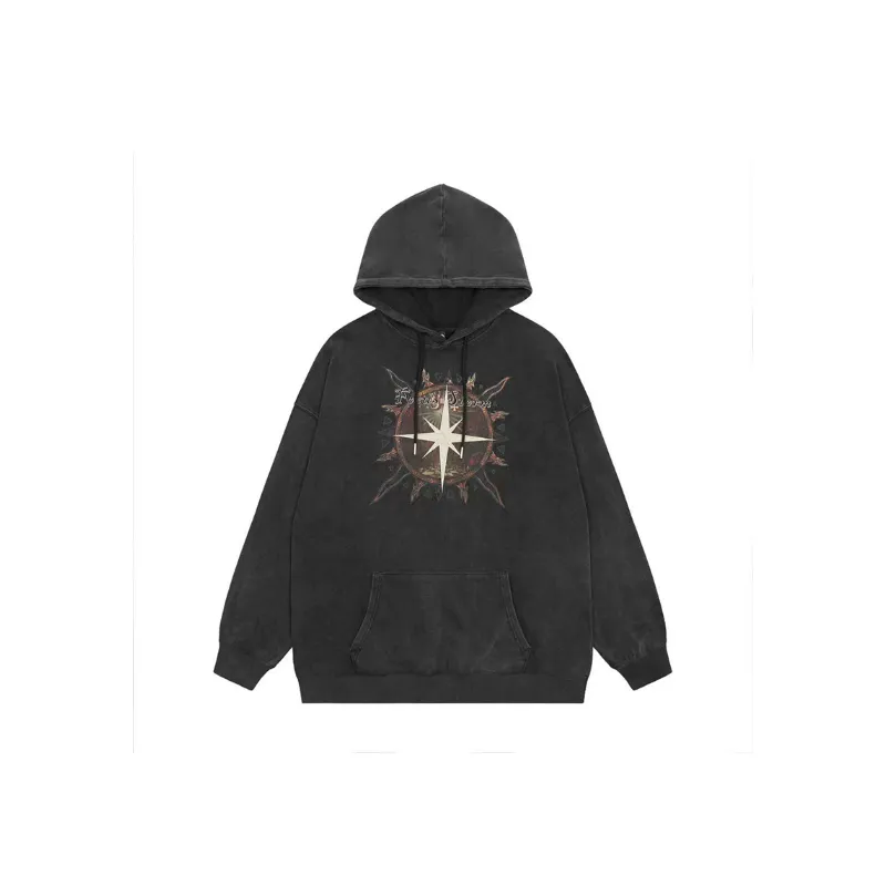Retro Embroidered Letter Printed Hoodie-2