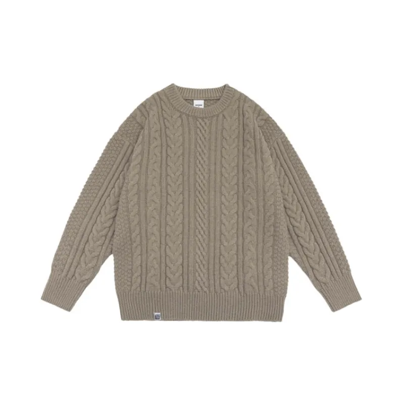Retro Plain Blended Synthetic Fabrics Sweater-0