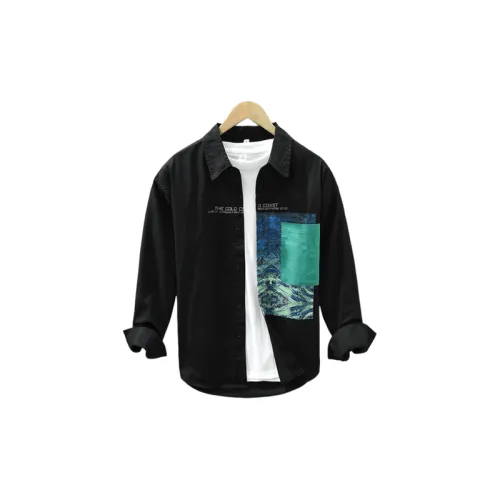 Printing Stitching Casual Long Sleeve Retro Loose Shirt