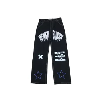 Retro Casual Straight Printed Jeans
