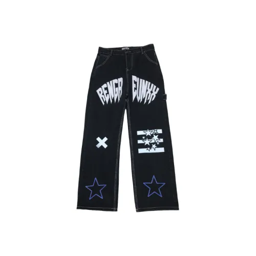 Retro Casual Straight Printed Jeans