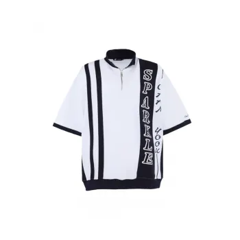 Trendy Half Zip Splicing Short Sleeved T Shirt