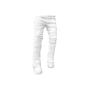 Stretch Patch Denim Straight Pants