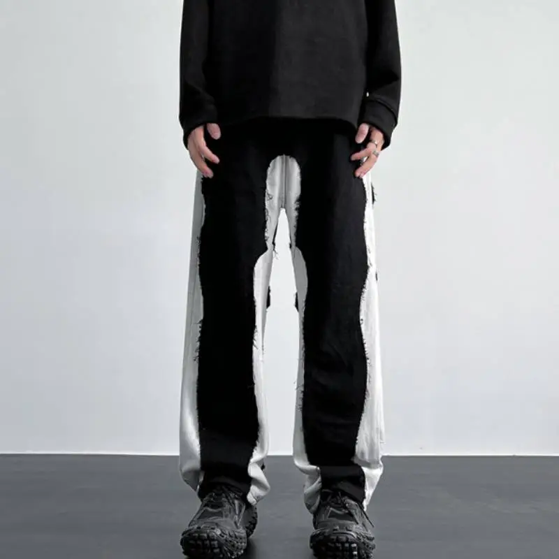 Loose Style Color Matching Jeans-1