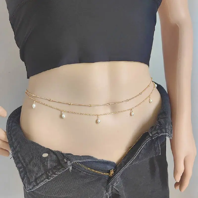 Retro Pearls Waist Chain Women-6