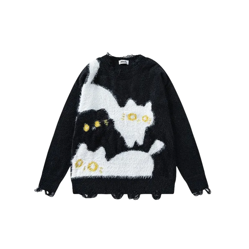 Trendy Retro Ripped Sweater-4