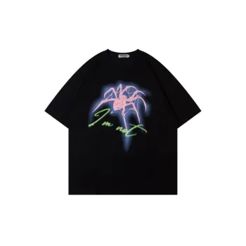 Washed Spray Painting Spider Short sleeved T shirt