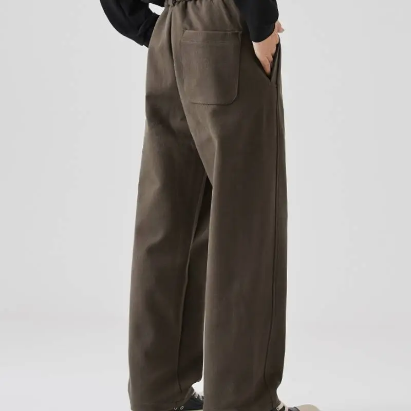 Loose Straight Leg Blended Synthetic Fabrics Casual Pants-5