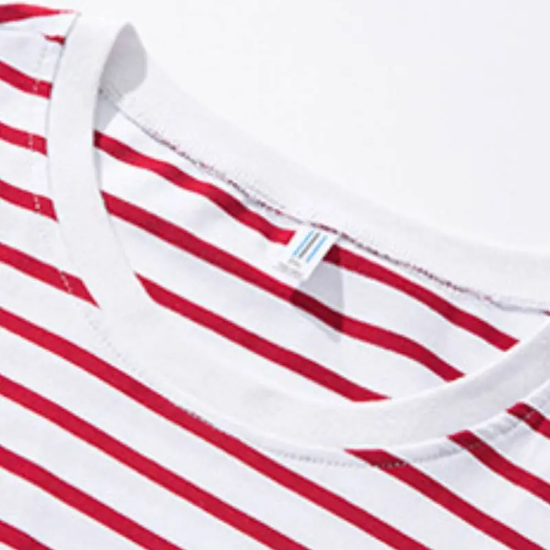 Striped Loose Cotton Blended Fabric T Shirt-4