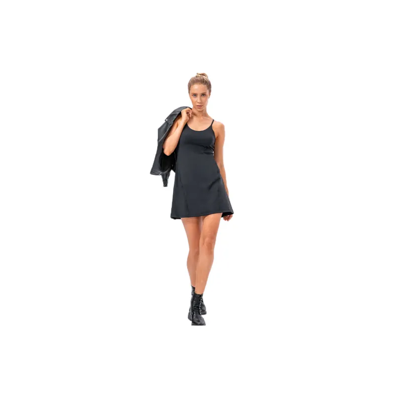Simple Breathable Nylon Spandex Slip Dress Women-4
