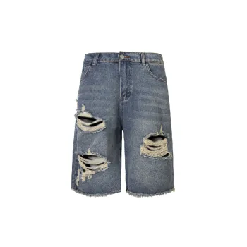 Retro Ripped Denim Shorts