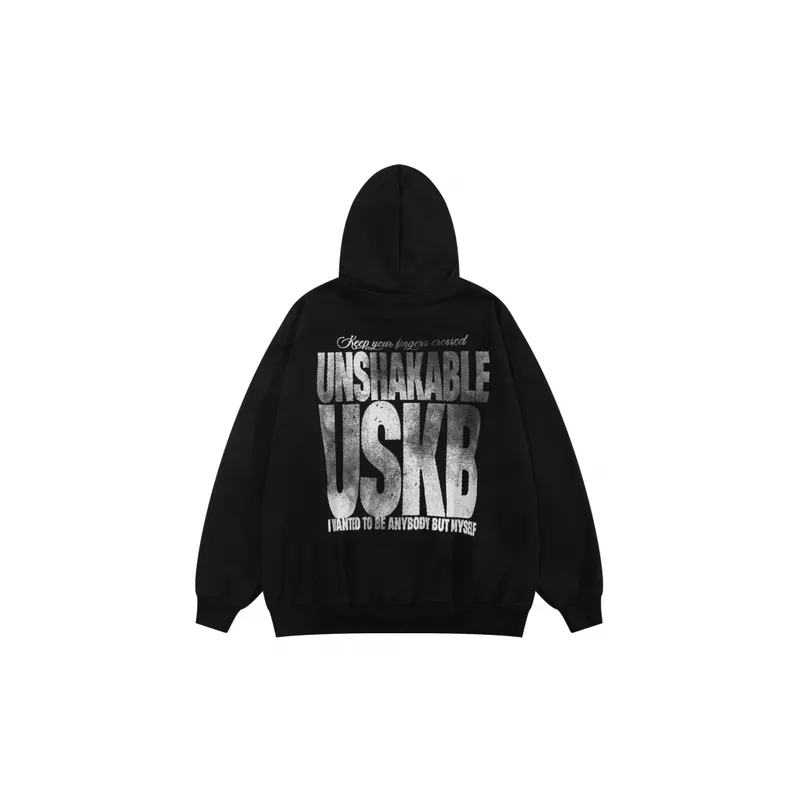 Letter Printing Fleece lined Hoodie-1