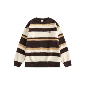Fashion Simple Striped Crewneck Knitted Neutral Sweater