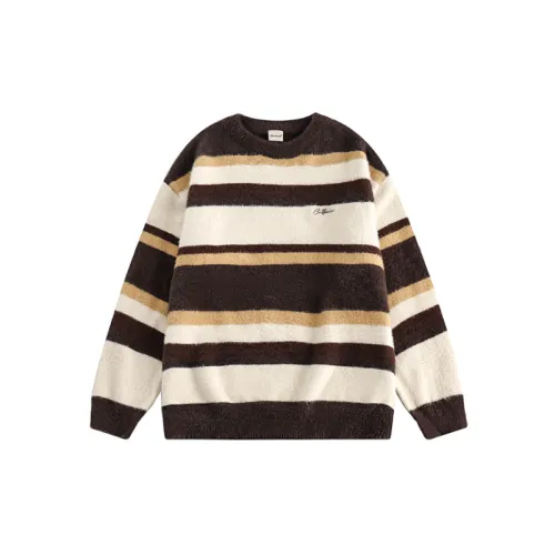 Fashion Simple Striped Crewneck Knitted Neutral Sweater