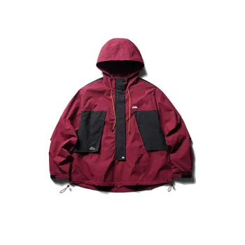 Contrast Color Stitching Pocket Decorative Hooded Jacket