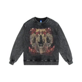 Fashion Retro Washed Printing Loose Crewneck Sweatshirt