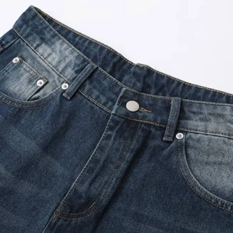 Casual Plain Denim Shorts-4