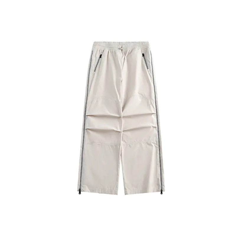 Solid Color Knee length Double Pleated Straight leg Casual Pants