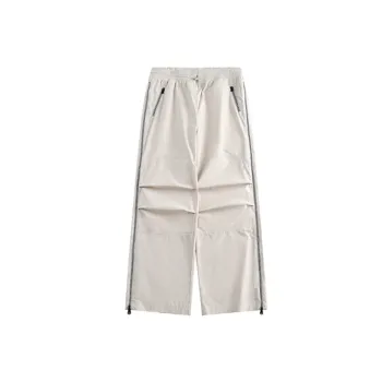 Solid Color Knee length Double Pleated Straight leg Casual Pants