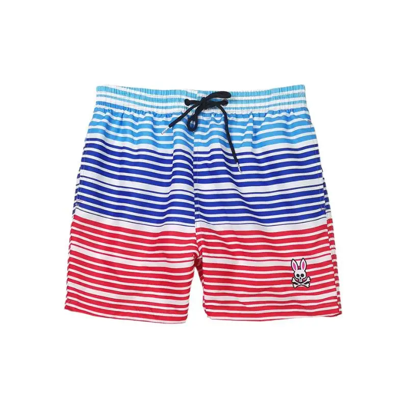 Casual Striped Peachskin Sports Shorts
