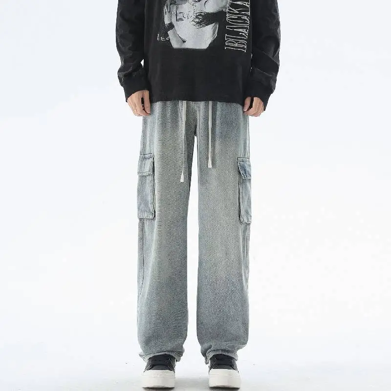 Cool Loose Denim Cargo Pants-2
