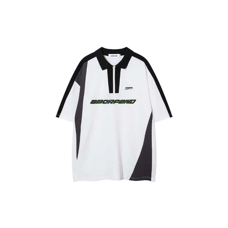 Retro Trendy Loose Letter Polo Shirt-4