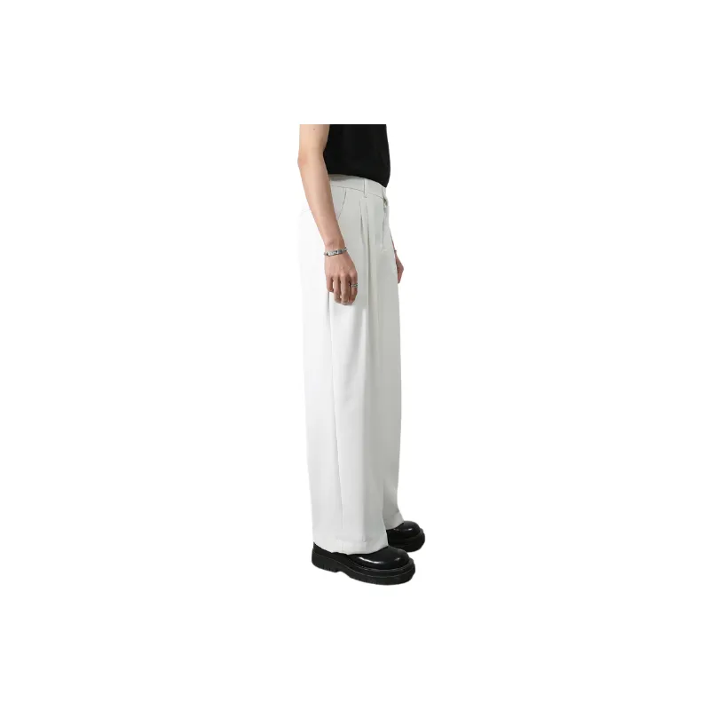 Casual Loose Blended Synthetic Fabrics Suit Trousers-6