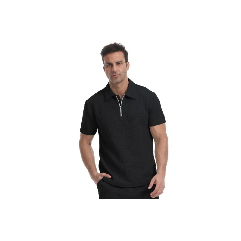 Sporty Plain Blended Synthetic Fabrics Polo Man-2
