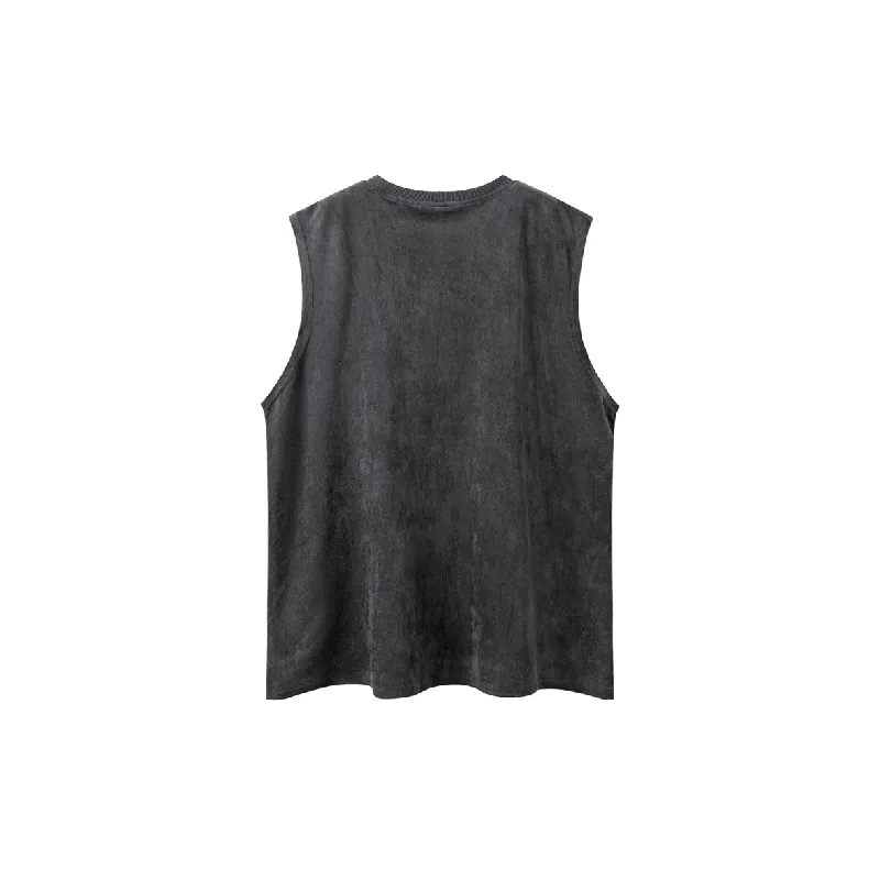 Retro Letter Blended Synthetic Fabrics Vest-3