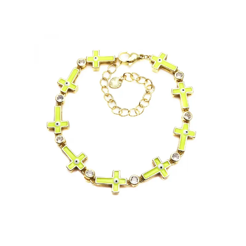 Hip Hop Cross Devil Eye Zircon Bracelet Cubac-4
