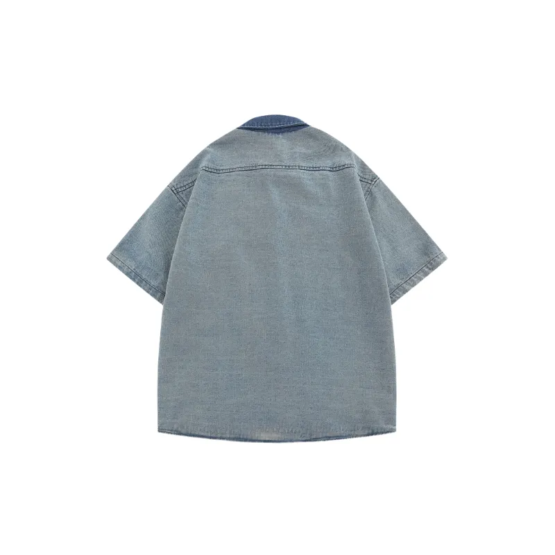 Loose Embroidery Denim Shirt-1