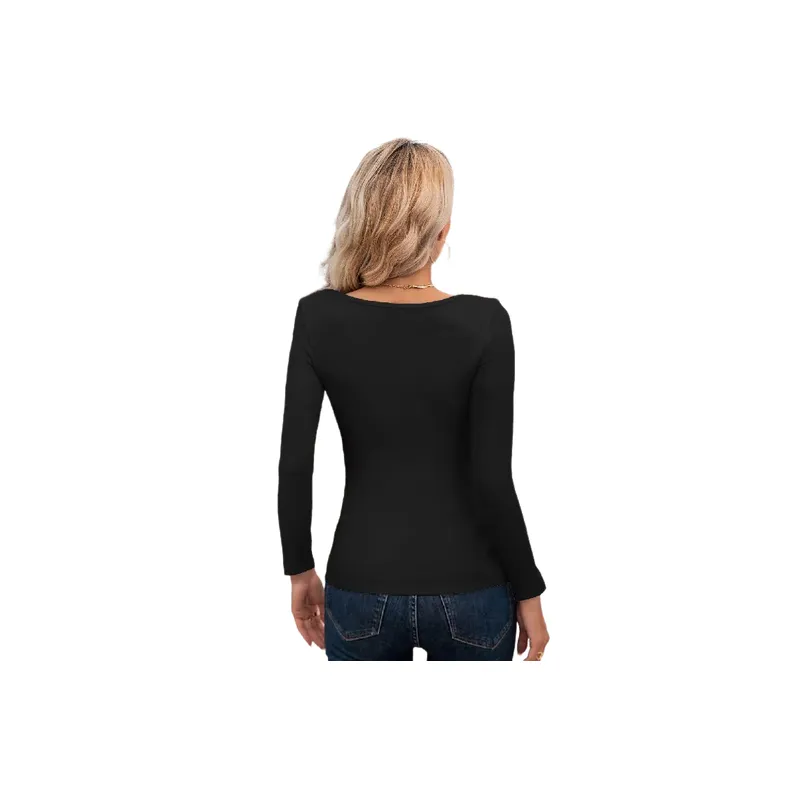 Sexy Plain Knitted Fabric T Shirt Women-1