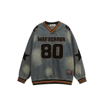 Embroidery Distress Sweatshirt