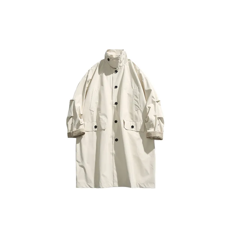 Casual Loose Blended Synthetic Fabrics Trench Coat-2
