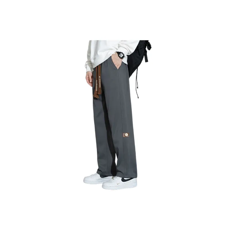 Sporty Loose Blended Synthetic Fabrics Casual Pants-1