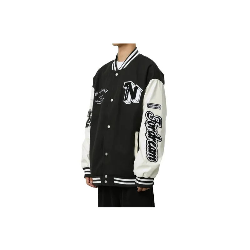 Retro Embroidered Contrast Color Baseball Suit Jacket-10