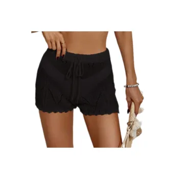 Fashionable Hollow Out Polyester Casual Shorts Women