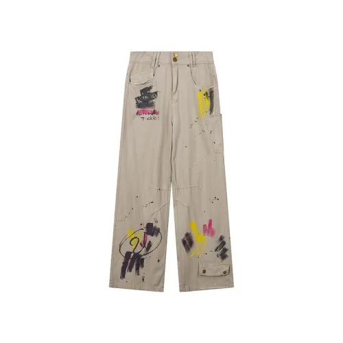 High Street Graffiti Letter Embroidered Pocket Decorative Jeans