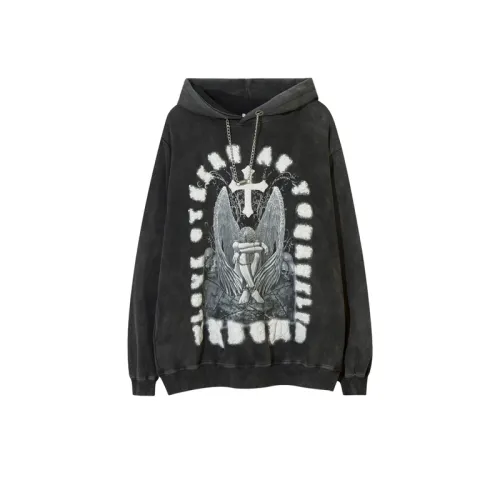 Ins Street Loose Shoulder Necklace Cross Hooded Sweatshirt