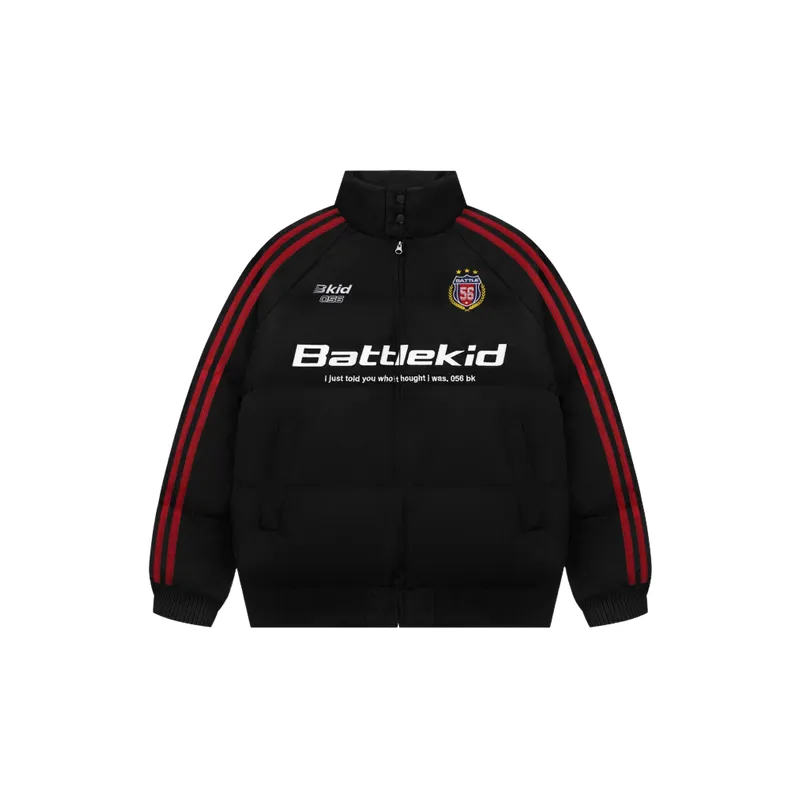 Sporty Embroidery Blended Synthetic Fabrics Quilted Jacket-0
