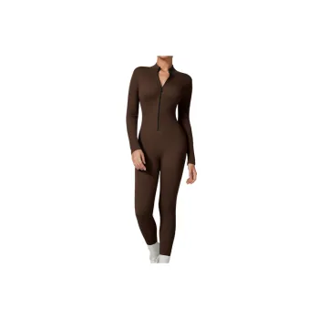 Basics Zipper Blended Synthetic Fabrics Bodysuit Women