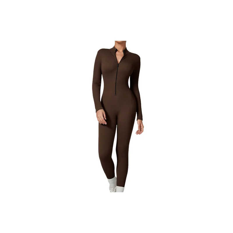 Basics Zipper Blended Synthetic Fabrics Bodysuit Women-6