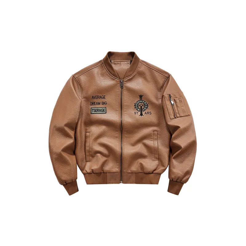 Retro Loose Artificial Leather Jacket-4