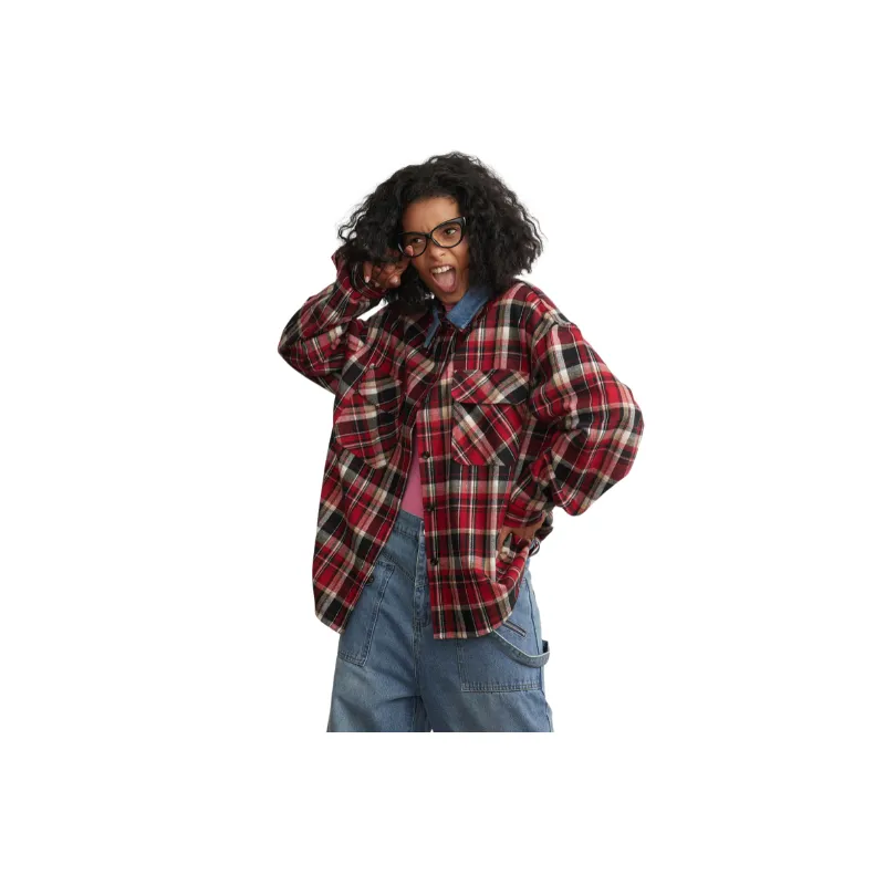 Fashion Red Plaid Long Sleeve Shirt-3