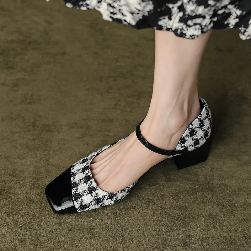 Simple Contrast Color Mary Jane Shoes-5