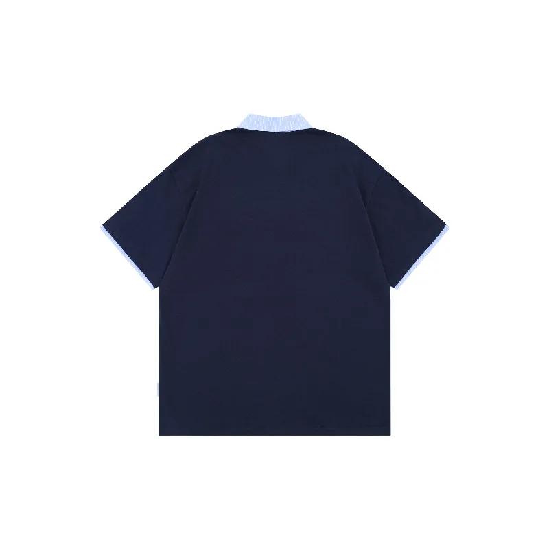 Retro Contrast Color Cotton T Shirt Unisex-5
