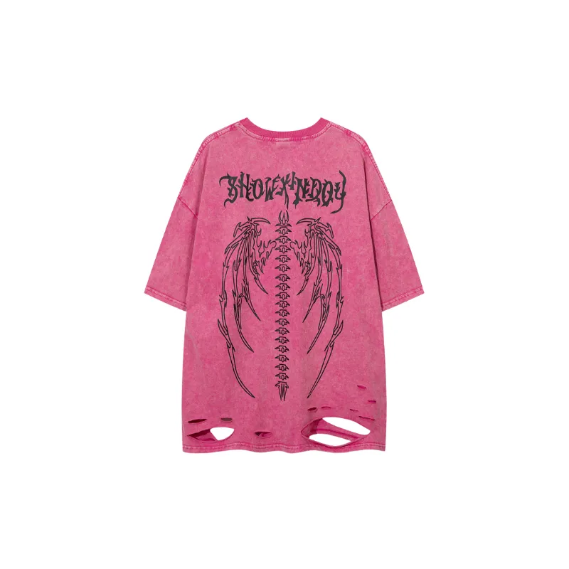 Retro Washed Blended Synthetic Fabrics T Shirt-5