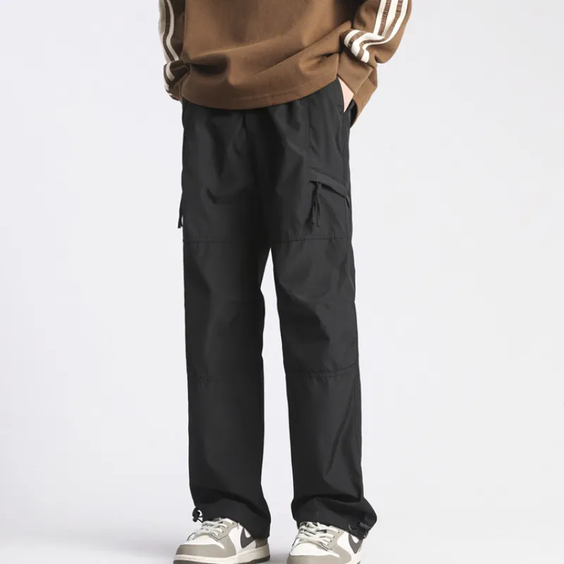 Casual Loose Blended Synthetic Fabrics Cargo Pants-4